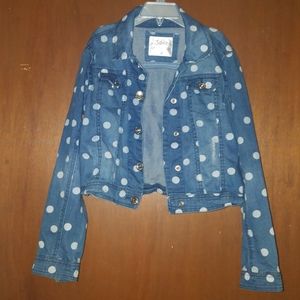 Justice jean jacket with white polka dots